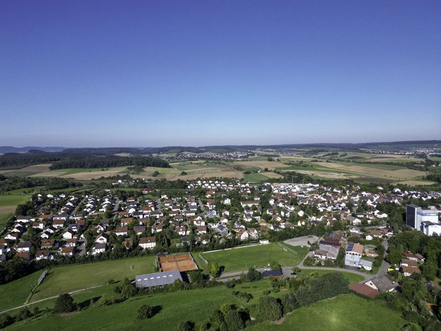 Drohnenaufnahme des Ortsteils Scheppach 